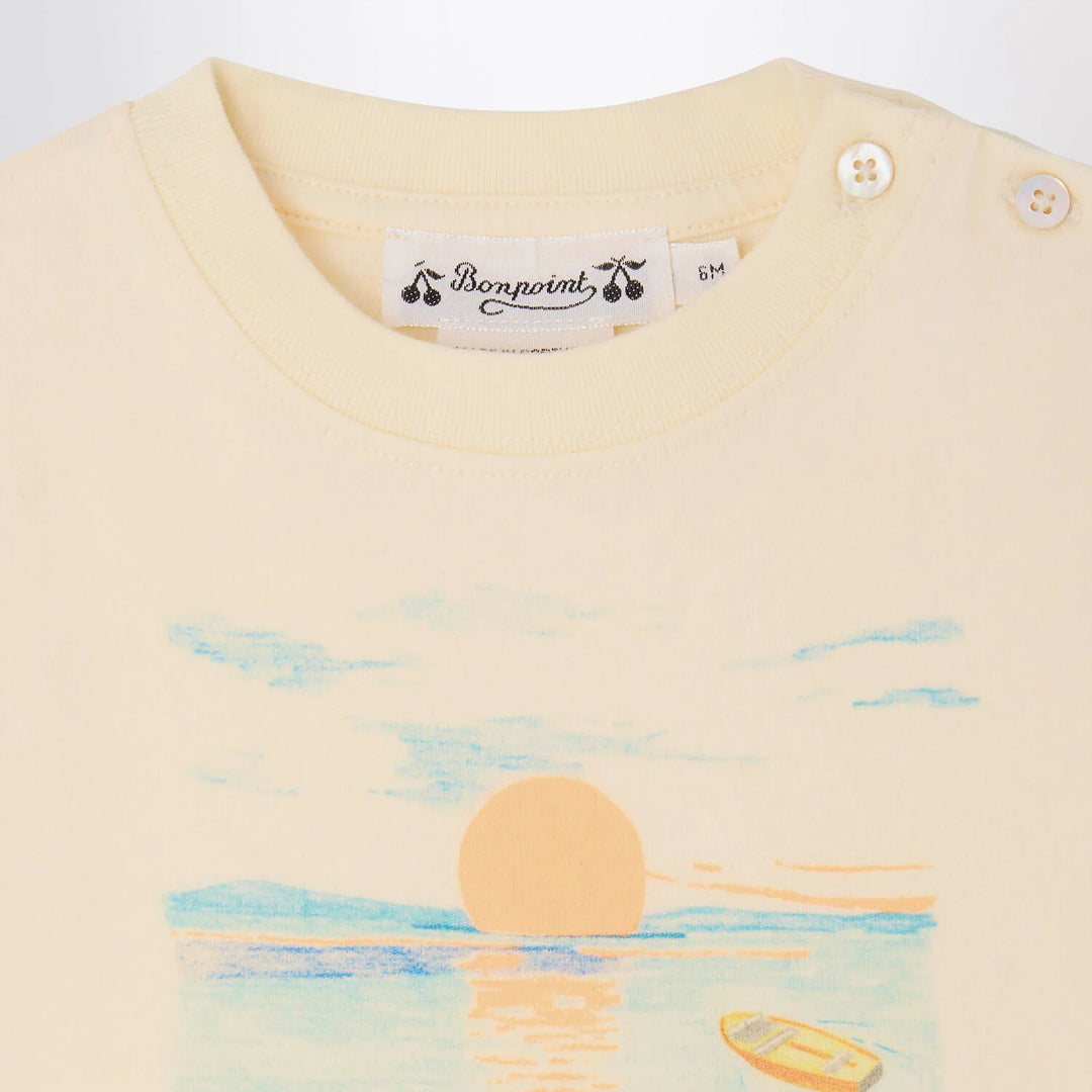 Bonpoint - T-shirt Tom ecru with Bain de Soleil print