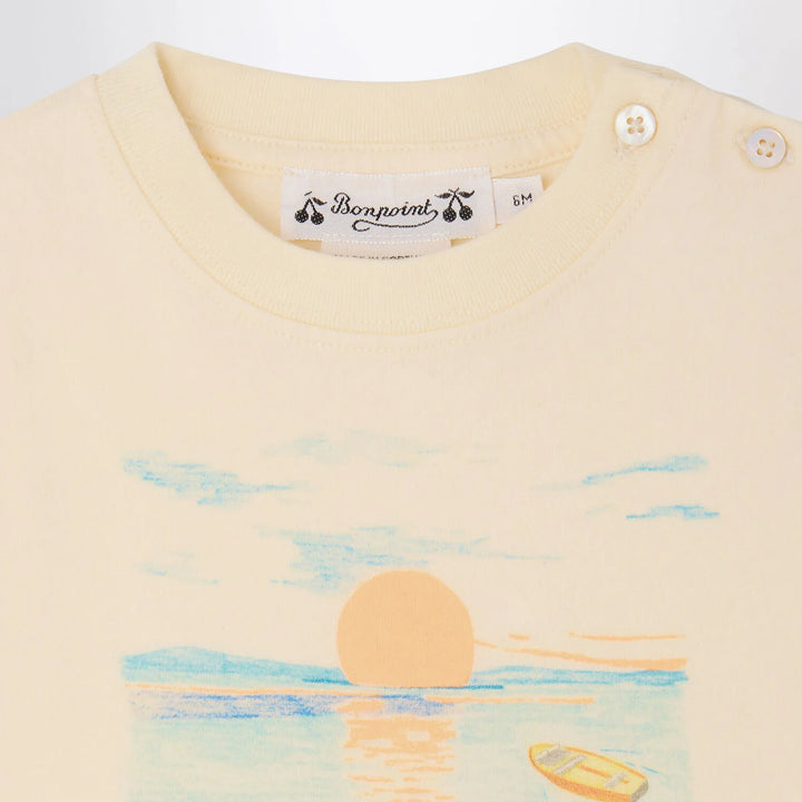Bonpoint - T-shirt Tom ecru with Bain de Soleil print