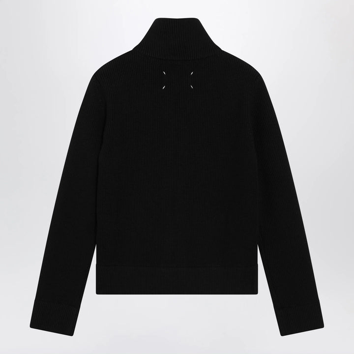 Maison Margiela - Black wool-blend zip cardigan