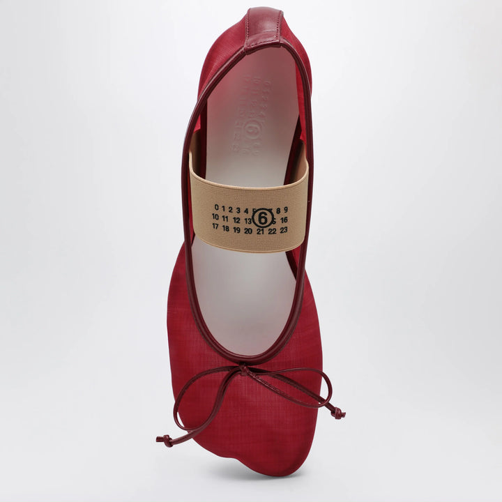 MM6 Maison Margiela - Numeric Anatomic Ballet Flats with Transparent Finish in Red