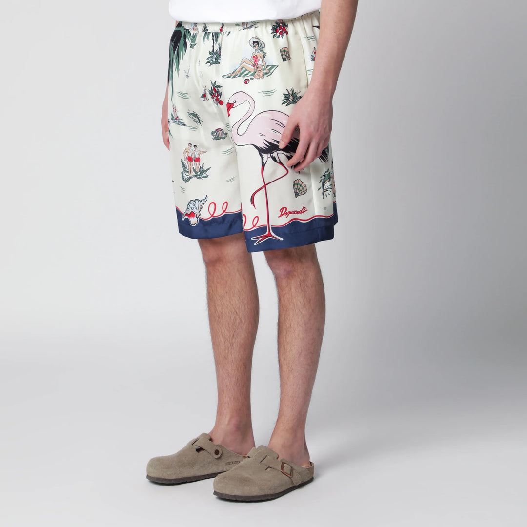Dsquared2 - Bermuda shorts with tropical print in silk