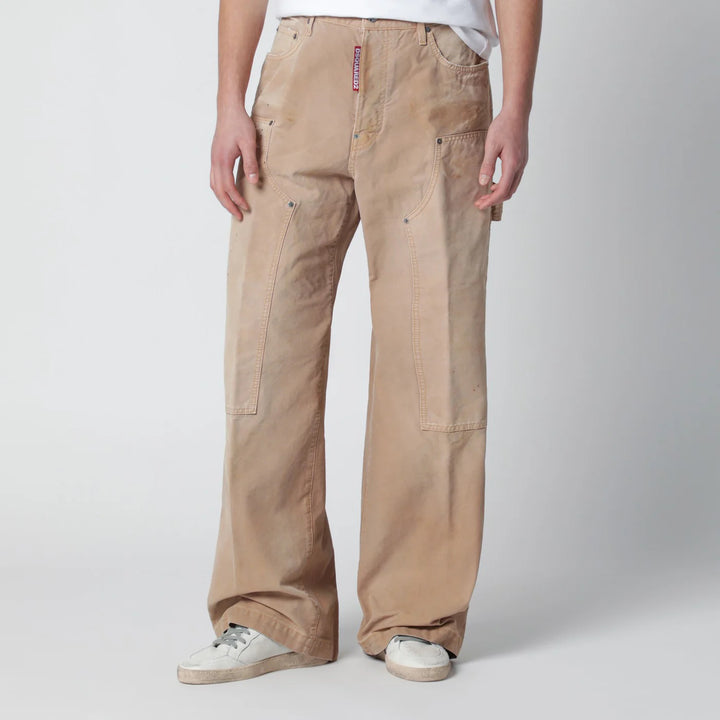 Dsquared2 - Vintage-effect beige baggy carpenter jeans