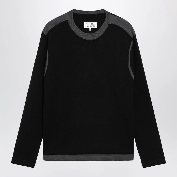 MM6 Maison Margiela - Asymmetrical crewneck sweater in black and grey