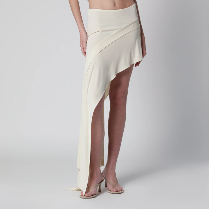 Francesco Murano - White mini skirt with side train