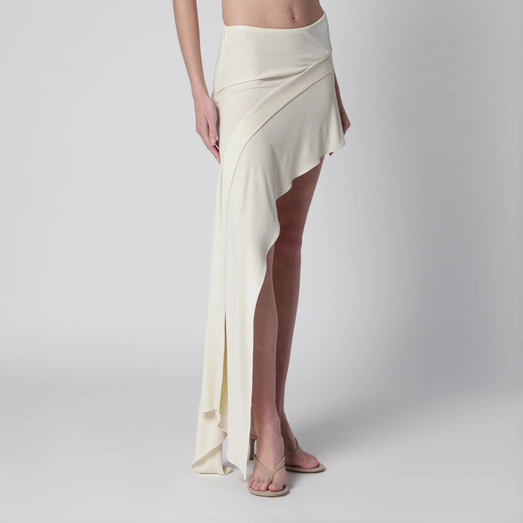 Francesco Murano - White mini skirt with side train