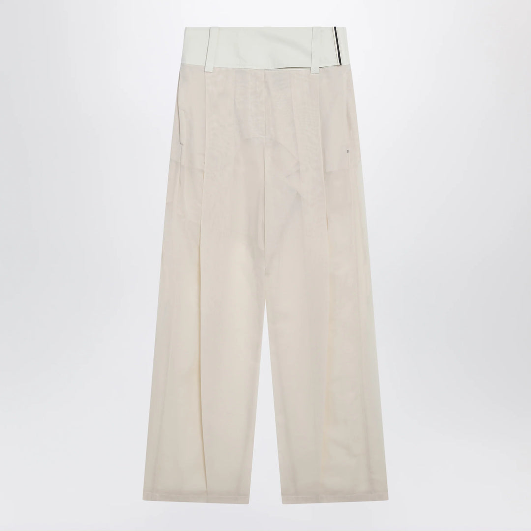Sportmax - Wide-leg trousers in ecru organza cotton voile