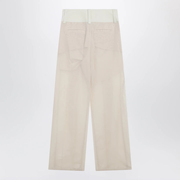 Sportmax - Wide-leg trousers in ecru organza cotton voile