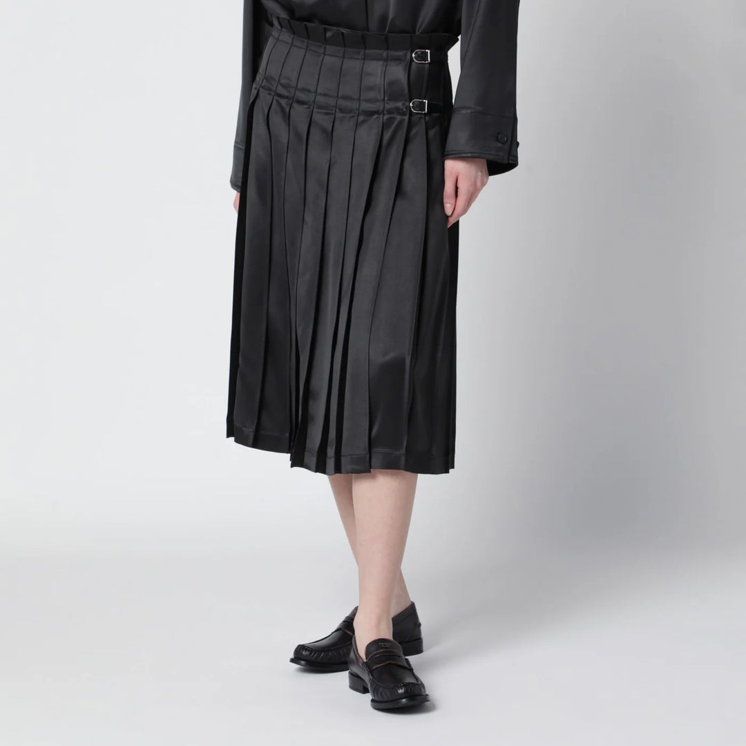 Durazzi Milano - Dark grey glossy viscose pleated skirt