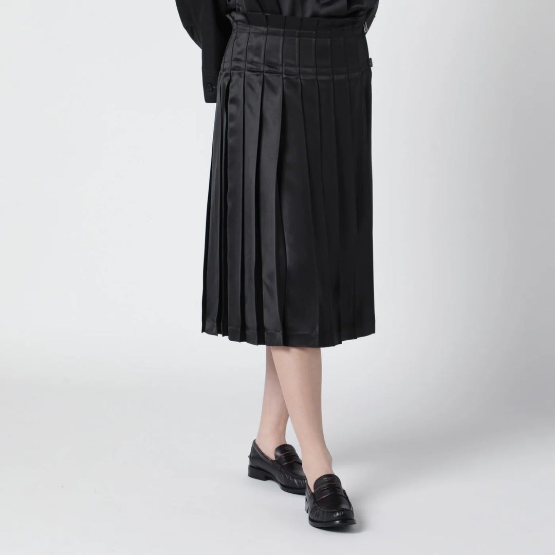 Durazzi Milano - Dark grey glossy viscose pleated skirt