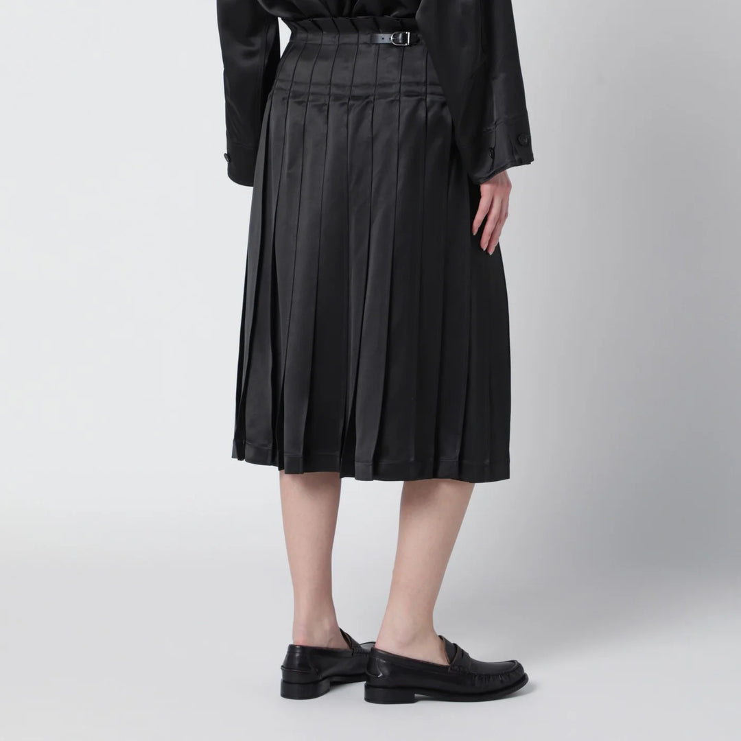 Durazzi Milano - Dark grey glossy viscose pleated skirt