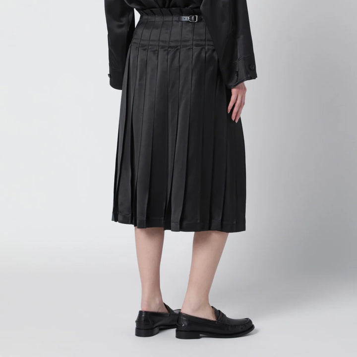 Durazzi Milano - Dark grey glossy viscose pleated skirt