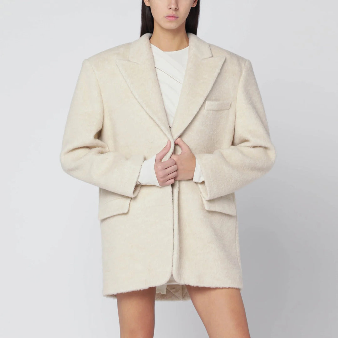 THE ANDAMANE - Oversized ivory jacket in wool blend