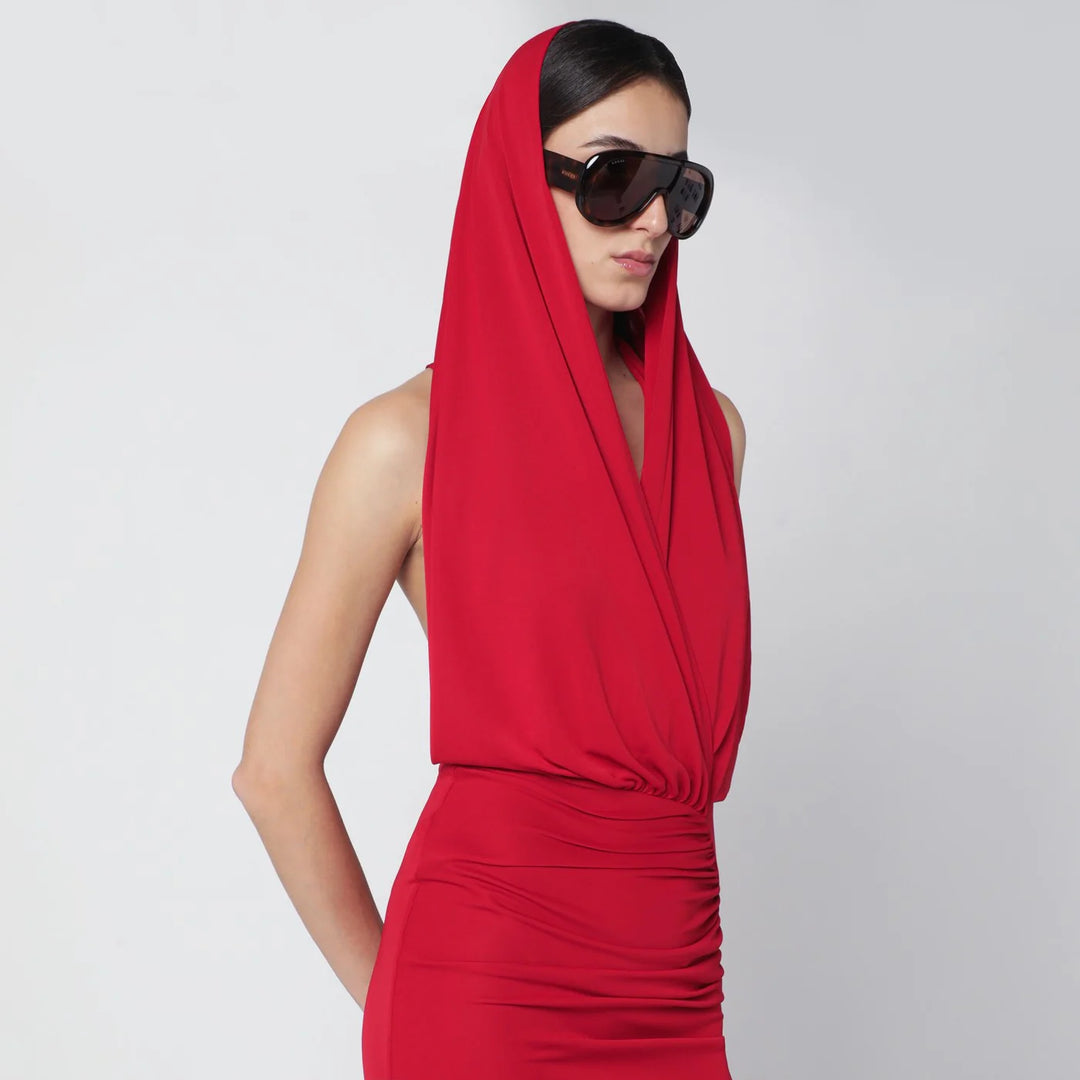 THE ANDAMANE - Red Annie hooded midi dress