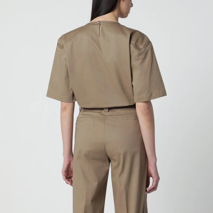 TheLatest - Short-sleeve cognac cotton top