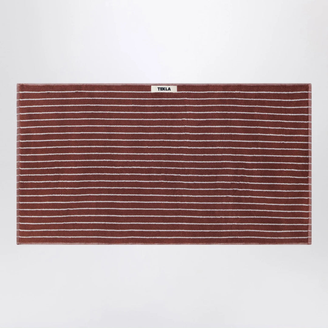 Tekla - Striped reddish-brown bath towel 50x90 cm