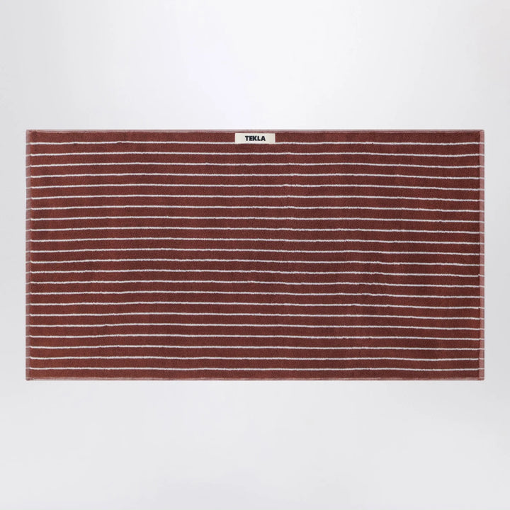 Tekla - Striped reddish-brown bath towel 50x90 cm