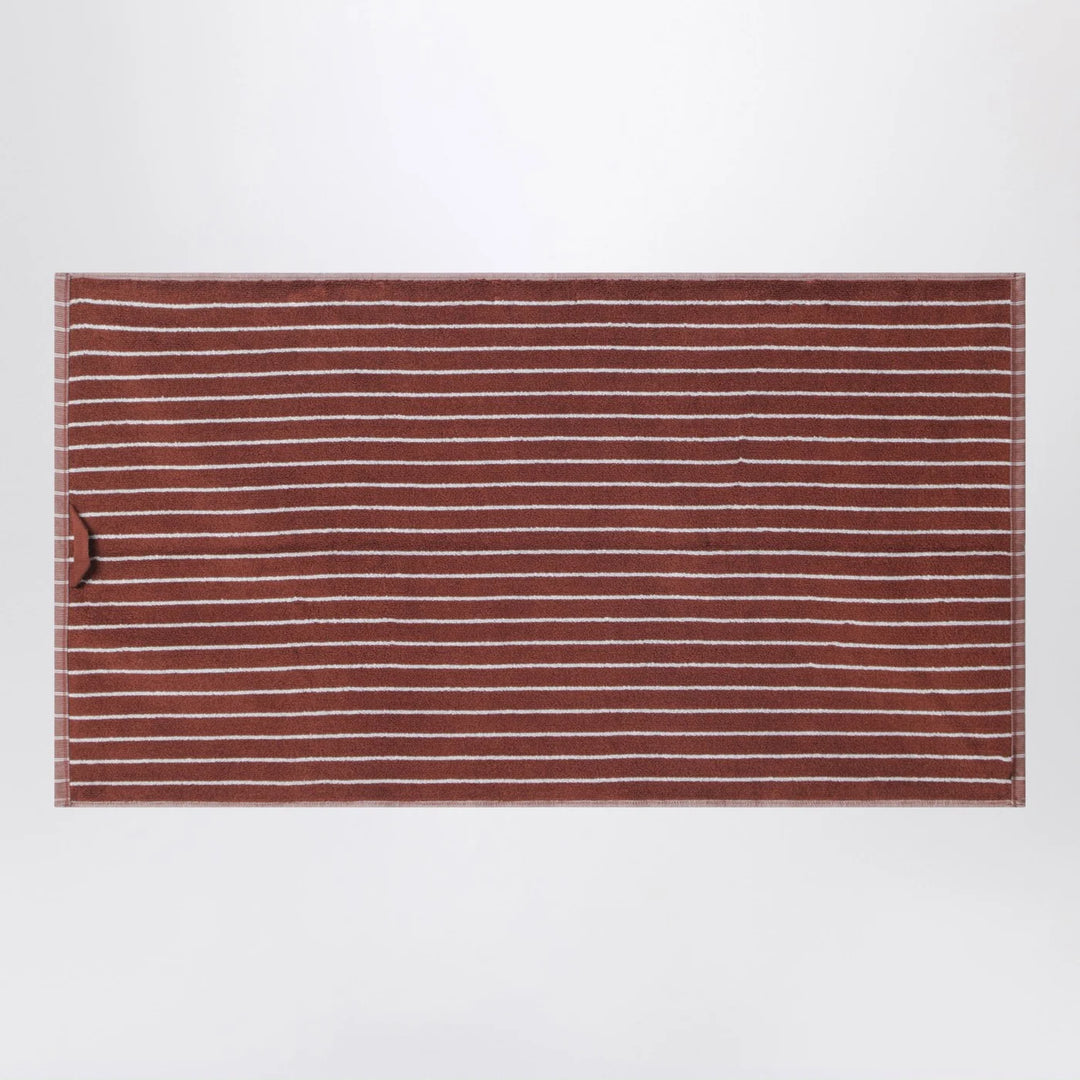 Tekla - Striped reddish-brown bath towel 50x90 cm
