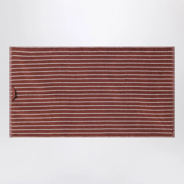 Tekla - Striped reddish-brown bath towel 50x90 cm