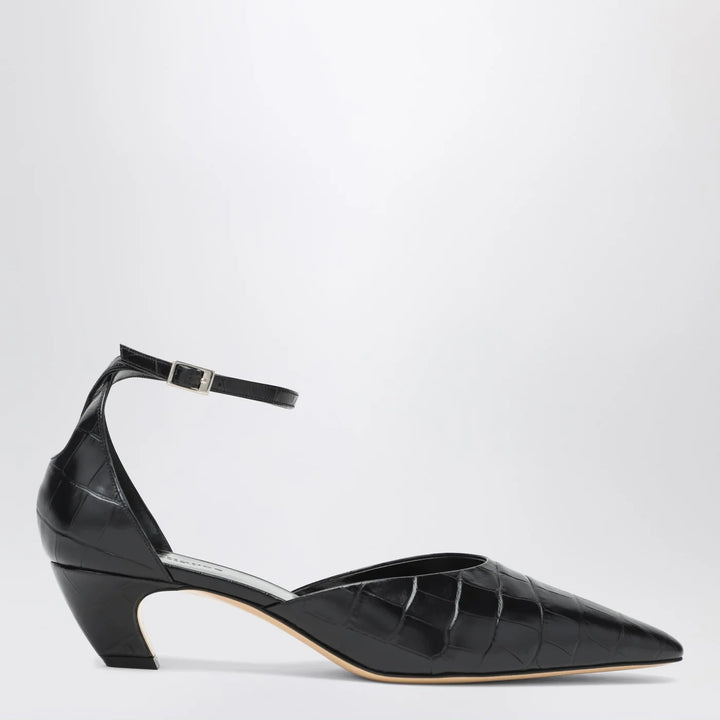 Le Monde Béryl - Black Victoria décolleté with crocodile print