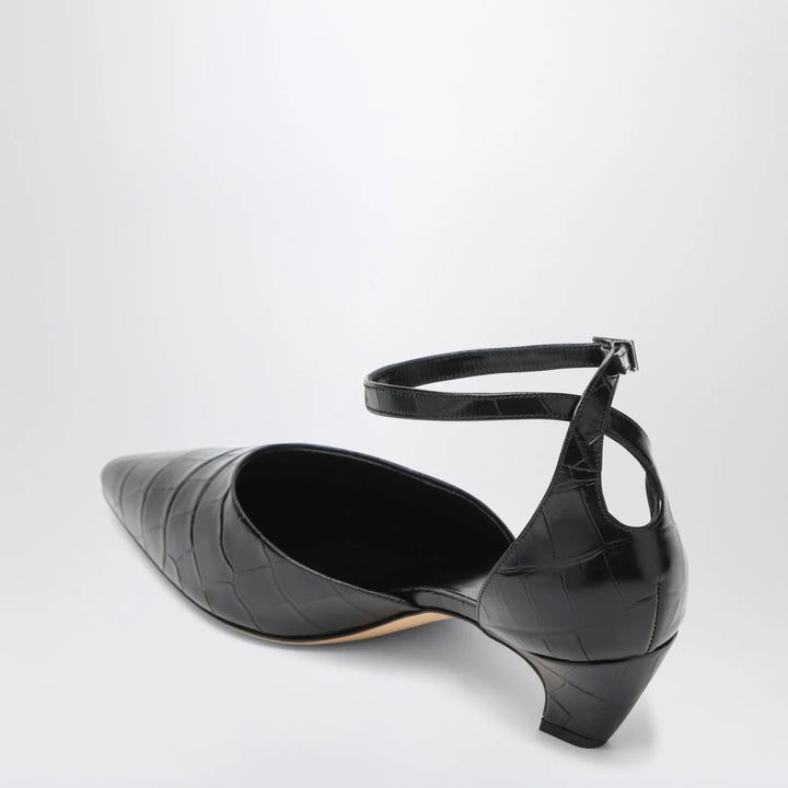 Le Monde Béryl - Black Victoria décolleté with crocodile print