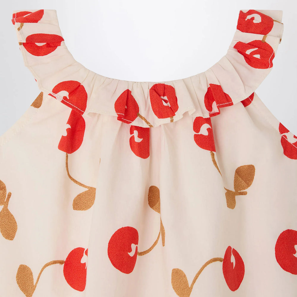 Bonpoint - Niniki écru dress with cherry print and ruffles Brand Apparel & Accessories