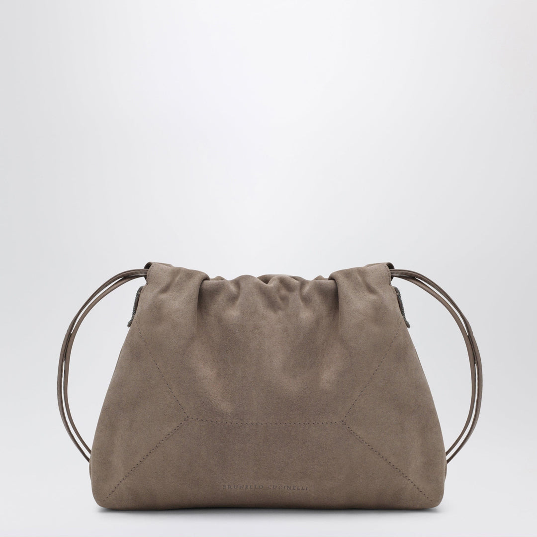 Apparel & Accessories TU Brunello Cucinelli - BC Duo Pouch brown suede bag with monile detail Brand