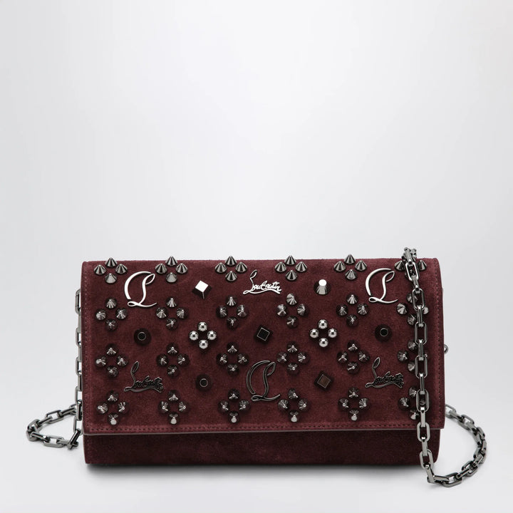 Christian Louboutin - Paloma studded suede wallet on chain Burgundy Brand Apparel &amp; Accessories TU