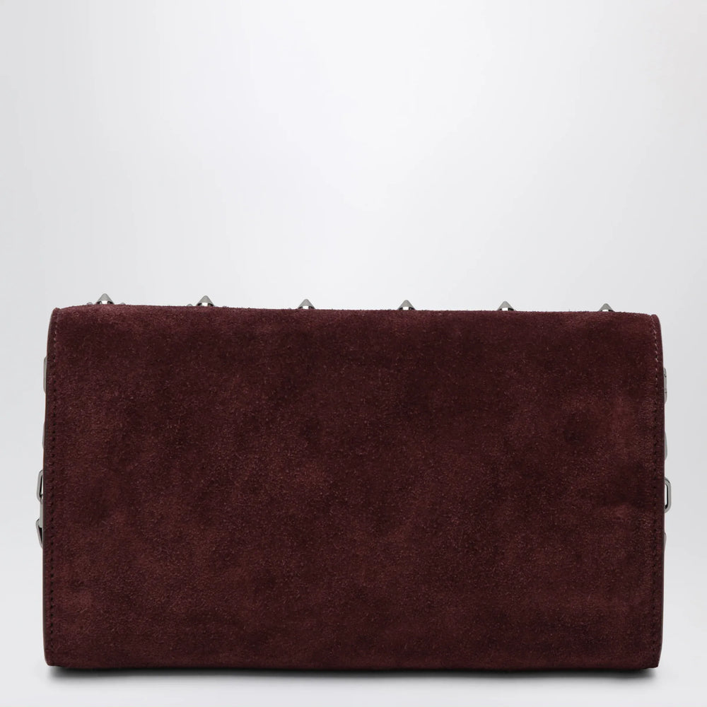 Christian Louboutin - Paloma studded suede wallet on chain Burgundy Brand Apparel & Accessories TU