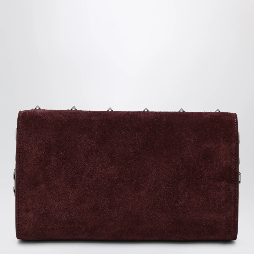 Christian Louboutin - Paloma studded suede wallet on chain Burgundy Brand Apparel &amp; Accessories TU