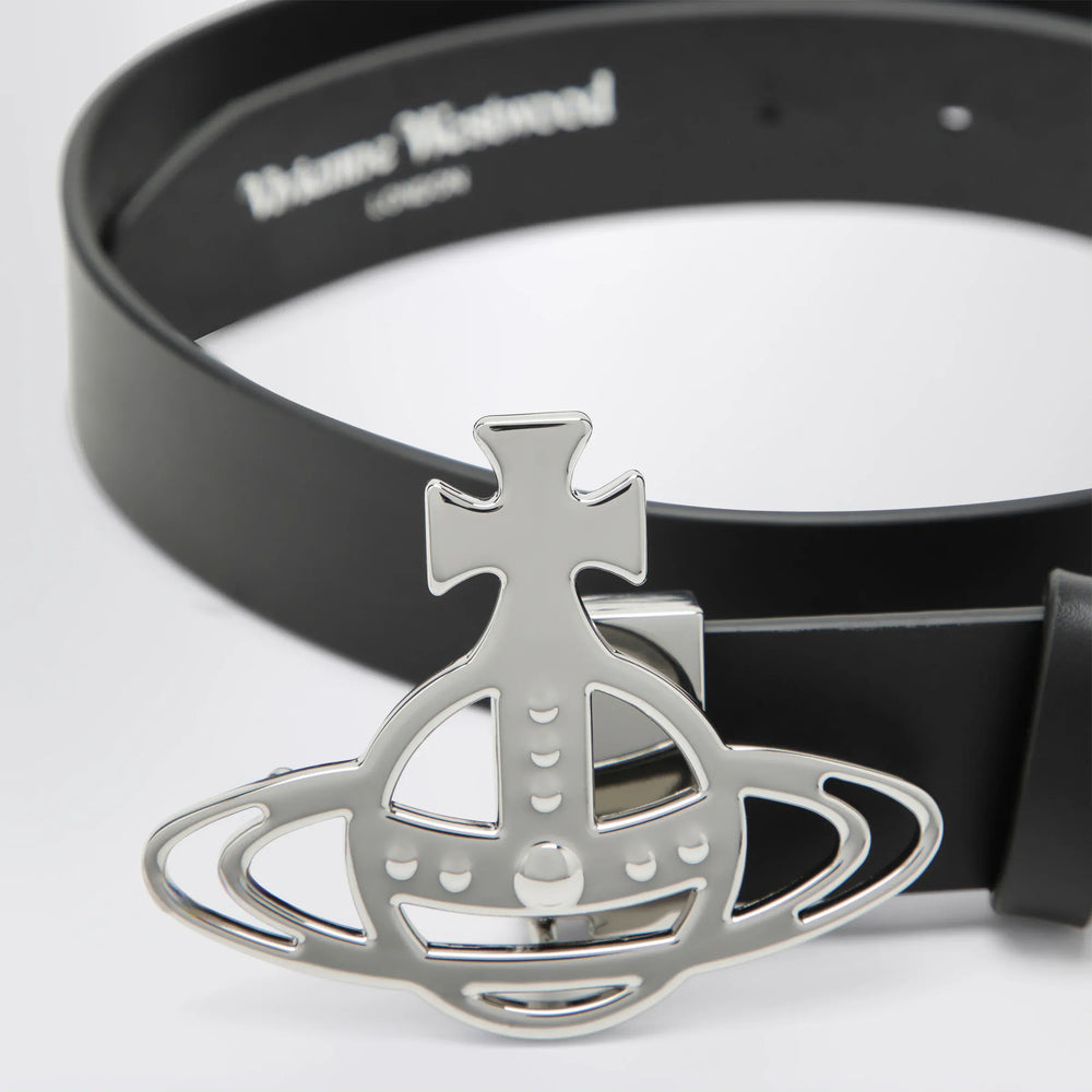 Vivienne Westwood - Leather belt with Orb buckle in black Brand Apparel & Accessories > Clothing Accessories > Belts