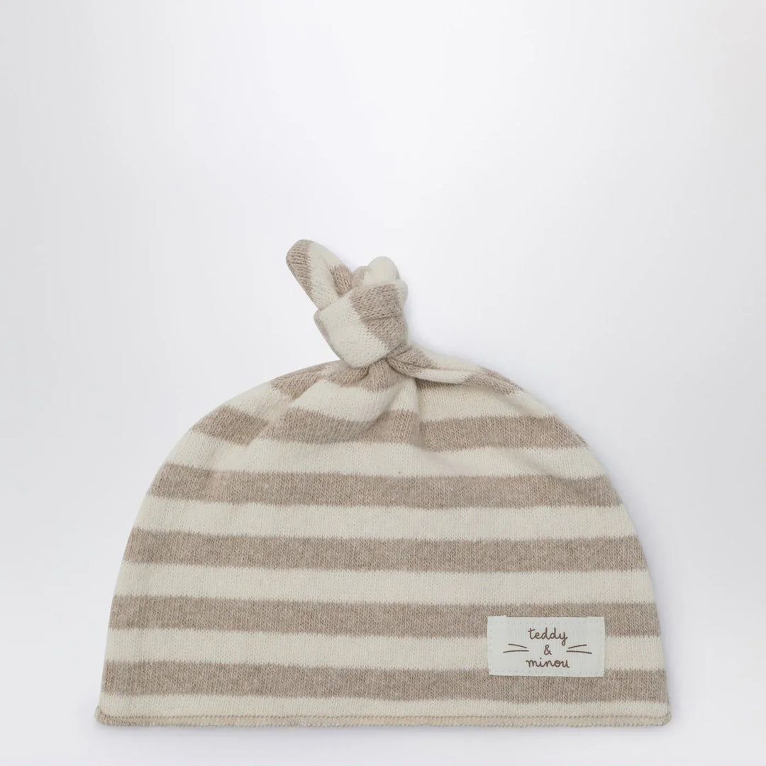 Teddy & Minou - Beige striped cotton beanie Brand Apparel & Accessories > Clothing Accessories > Hats 1/3M