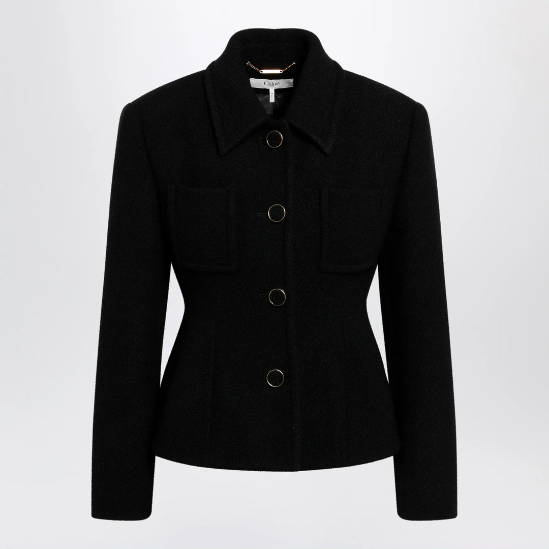 Chloé - Black wool-blend jacket Brand Apparel & Accessories > Clothing > Outerwear > Coats & Jackets 38  FR