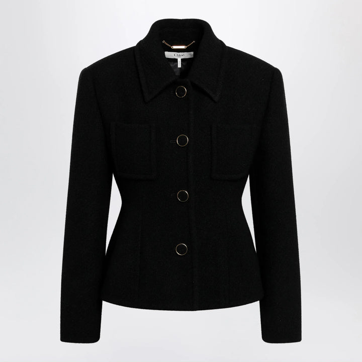 Chloé - Black wool-blend jacket Brand Apparel &amp; Accessories > Clothing > Outerwear > Coats &amp; Jackets 38  FR