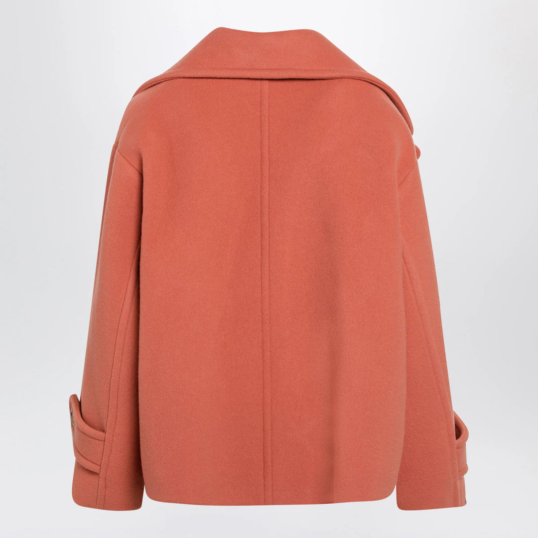 Chloé - Cedar pink double-breasted short wool coat Brand Apparel &amp; Accessories > Clothing > Outerwear > Coats &amp; Jackets