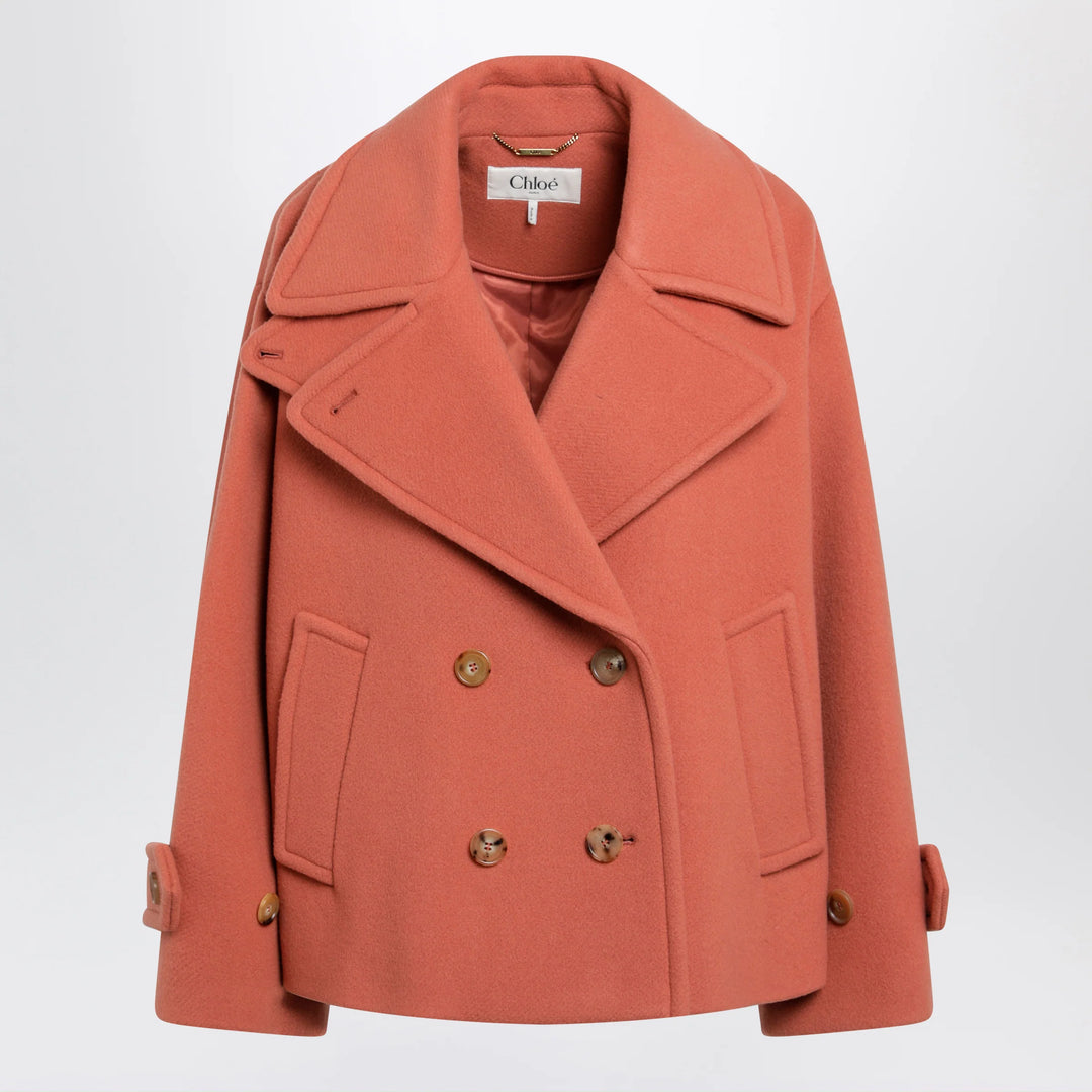 Chloé - Cedar pink double-breasted short wool coat Brand Apparel & Accessories > Clothing > Outerwear > Coats & Jackets 36  FR