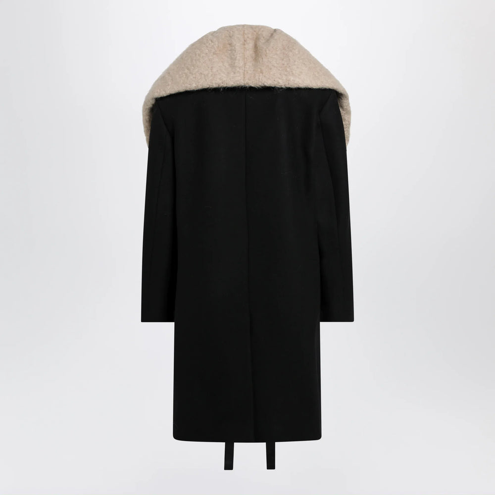 Dries Van Noten - Black coat with removable neckline Brand Apparel & Accessories > Clothing > Outerwear > Coats & Jackets