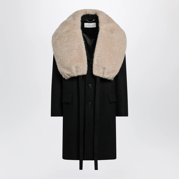 Dries Van Noten - Black coat with removable neckline Brand Apparel &amp; Accessories > Clothing > Outerwear > Coats &amp; Jackets S
