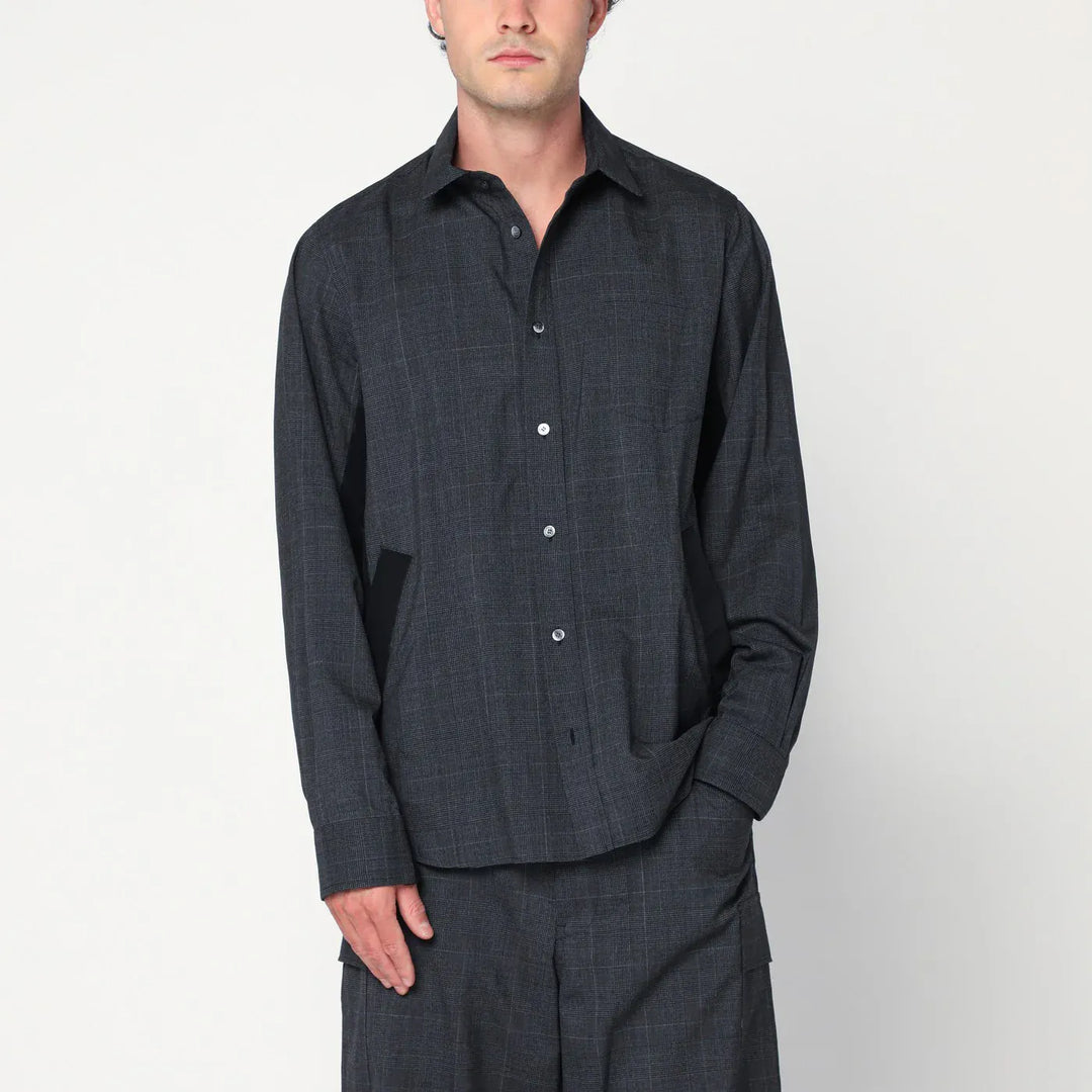 Sacai - Gray plaid wool shirt jacket Brand Apparel & Accessories > Clothing > Outerwear > Coats & Jackets 3