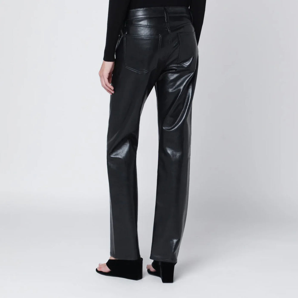 AGOLDE - Black faux leather trousers Low Rise Slim Brand Apparel & Accessories > Clothing > Pants 24