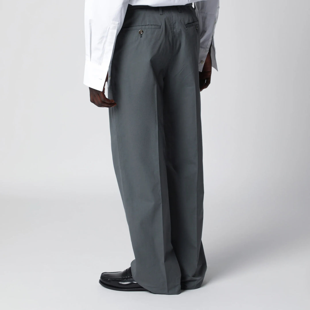 Lardini - Grey cotton and silk trousers Brand Apparel &amp; Accessories > Clothing > Pants