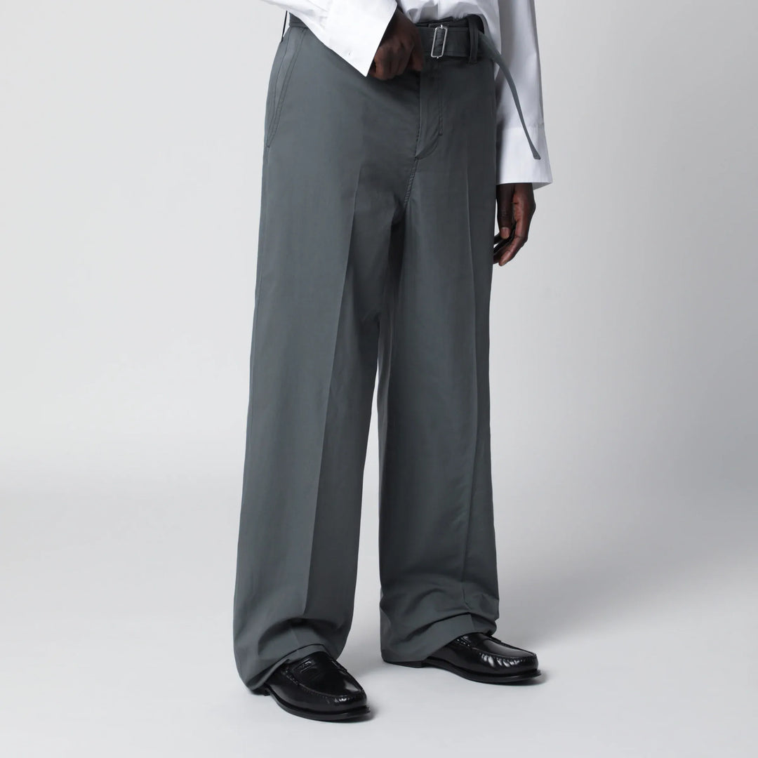 Lardini - Grey cotton and silk trousers Brand Apparel &amp; Accessories > Clothing > Pants