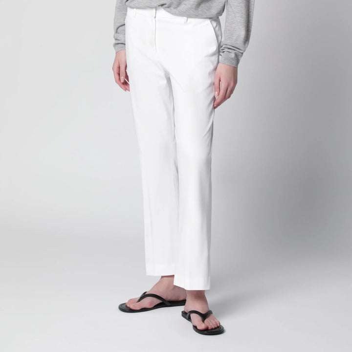 PT Torino - Mid-rise flared cotton trousers in white Brand Apparel &amp; Accessories > Clothing > Pants
