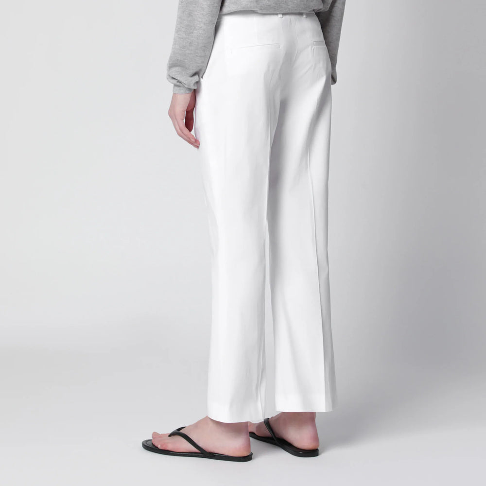 PT Torino - Mid-rise flared cotton trousers in white Brand Apparel & Accessories > Clothing > Pants
