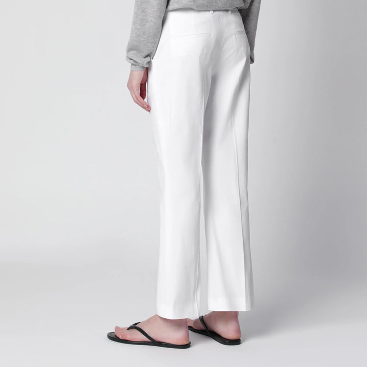 PT Torino - Mid-rise flared cotton trousers in white Brand Apparel &amp; Accessories > Clothing > Pants