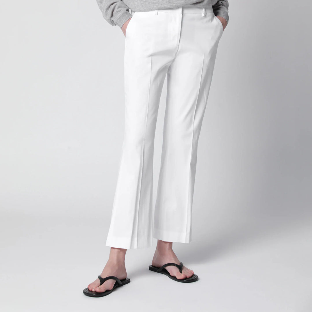 PT Torino - Mid-rise flared cotton trousers in white Brand Apparel & Accessories > Clothing > Pants 40  IT