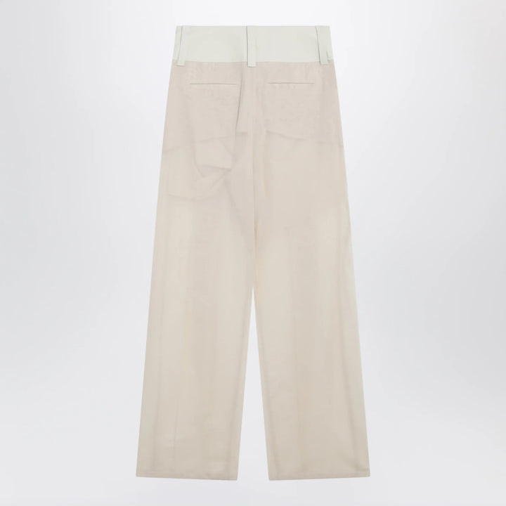 Sportmax - Wide-leg trousers in ecru organza cotton voile Brand Apparel &amp; Accessories > Clothing > Pants