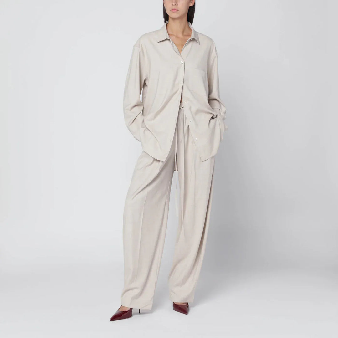 THE ANDAMANE - Trousers in ivory melange Brand Apparel & Accessories > Clothing > Pants XS