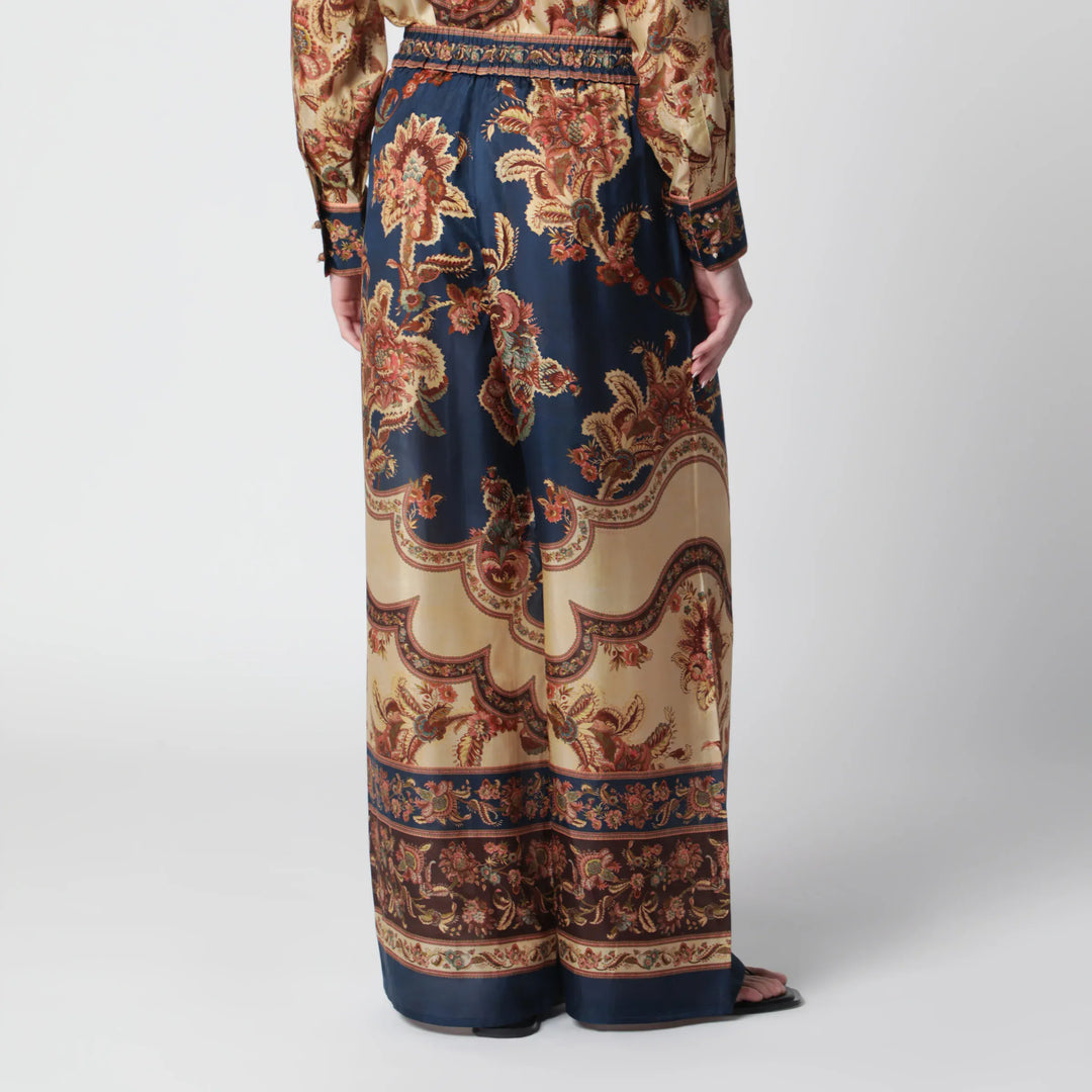 ZIMMERMANN - Aster navy Jacobean trousers Brand Apparel &amp; Accessories > Clothing > Pants
