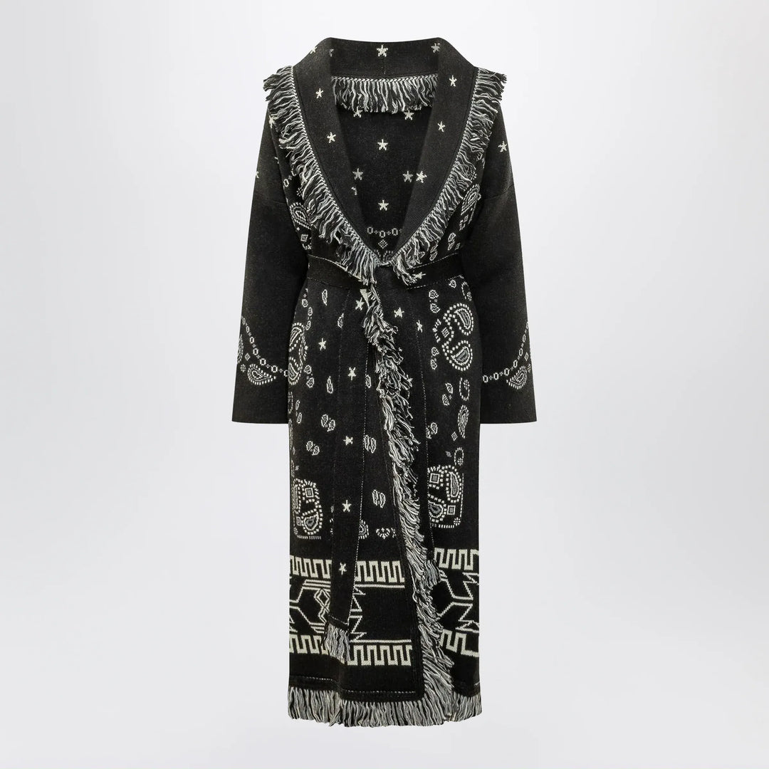Alanui - Black long Bandana jacquard cardigan Brand Apparel & Accessories > Clothing > Shirts & Tops M
