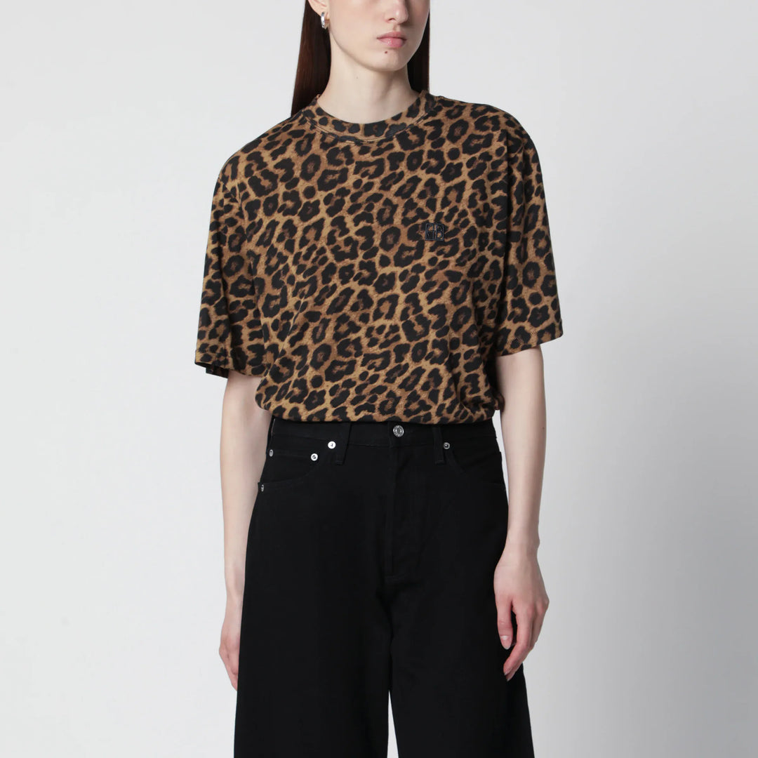 ANINE BING - Avi leopard print cotton T-shirt Brand Apparel & Accessories > Clothing > Shirts & Tops XS